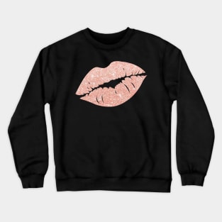 Light Rose Gold Faux Glitter Lips Crewneck Sweatshirt